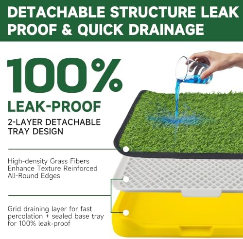 2Pack 18"x14" Artificial Dog Grass Potty Pad with Tray Rubber Backing