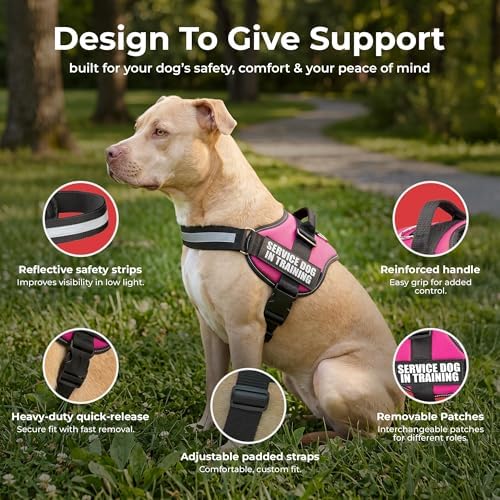 Industrial Puppy Service Dog in Training Vest Harness, Medium 30-39 in Pink
