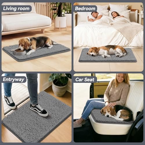 Bcoimo Super Absorbent Dog Door Mat, 36"*24" Anti Slip Mat for Muddy Paws