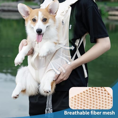 Wakytu Dog Front Carrier Backpacks for Small Dogs, Legs Out Pet Carrier Sling Backpack with Adjustable Padded Ventilated Shoulder Straps, Easy-Fit for Traveling Hiking Camping