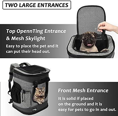 Solaris Adjustable Pet Carrier Backpack for Dogs and Cats, Puppies, Portable Cat Carrier Backpack with Bottle Pocket, Two Mesh Window for Breath