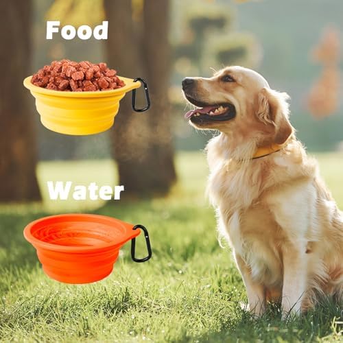 PetBonus 2-Pack Collapsible Dog Bowls, Portable Travel Dog Water Food Bowls