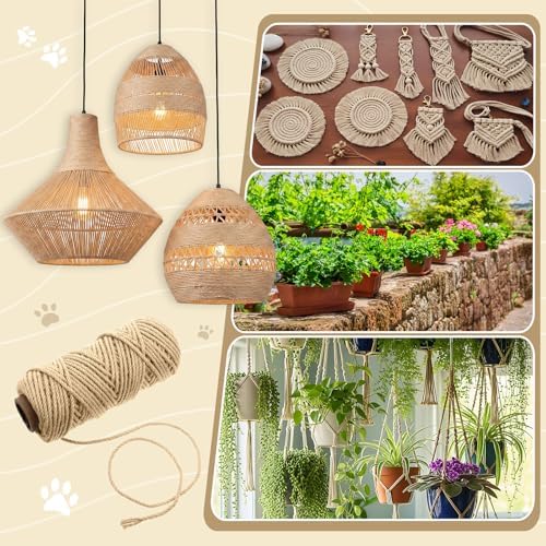 Natural Sisal Cat Rope for Posts, 1/6in ×164ft, Original Color