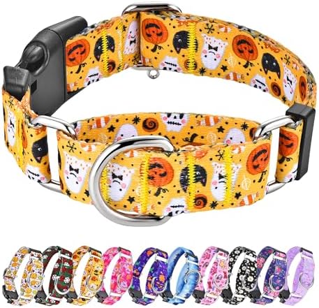 Hikiko Martingale Collar for Dogs with Halloween Pattern,Adjustable,S