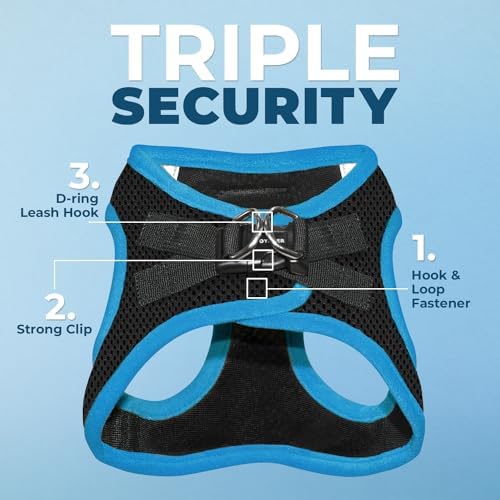 Voyager Step-in Air Dog Vest Harness - Black/Blue Trim, X-Large