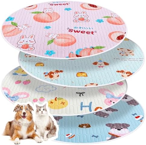 4 Pack Whelping Pads for Dogs, Round Whelping Pads Washable and Waterproof ,Reusable Pet Pee Pads Puppy Training Pad Whelping Floor Pad Whelping Supplies for Dogs (36'', Round,Multicolor)