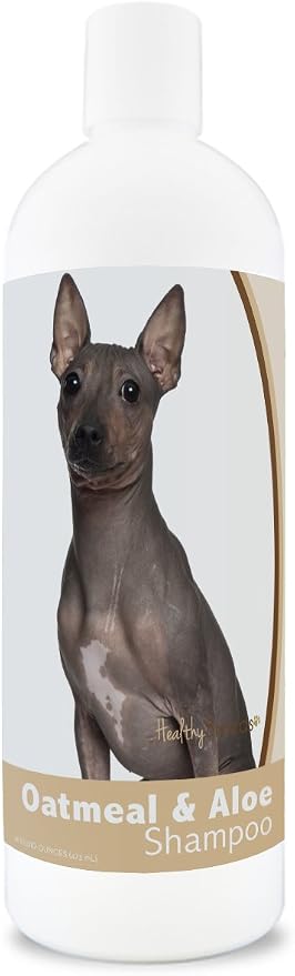 Healthy Breeds American Hairless Terrier Oatmeal & Aloe Shampoo - Gentle, Hypoallergenic Cleanser & Conditioner for Sensitive Skin - Pina Colada Scent - 16 oz