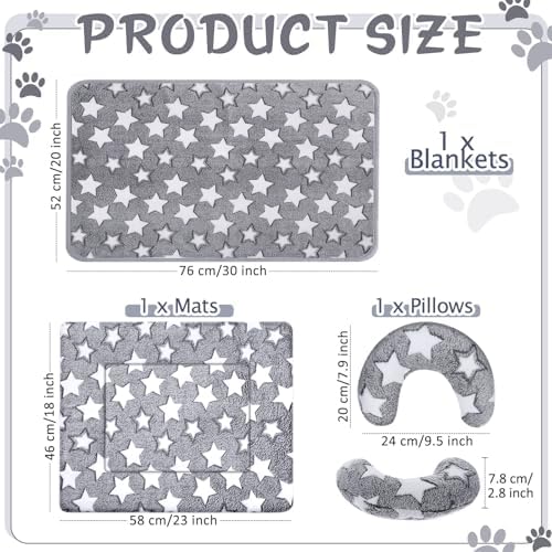 Namalu Pet Bed Mats with Puppy Dog Blankets and Pillows for Cats Puppy Bed Warm Sleep Mat Fleece Blanket Fluffy Pet Calming Toy Half Donut U Shaped Neck Pillow for Small Dogs and Cats