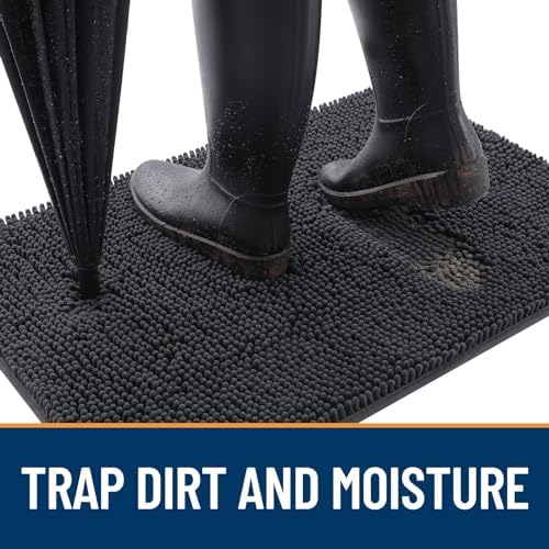 OLANLY Dog Door Mat for Muddy Paws 35x24, Super Absorbent Chenille Mud Mat