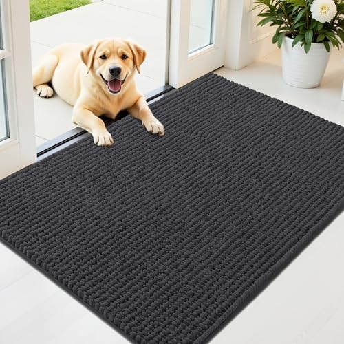 OLANLY Dog Door Mat for Muddy Paws 44x32, Extra Absorbent Chenille Mud Mat