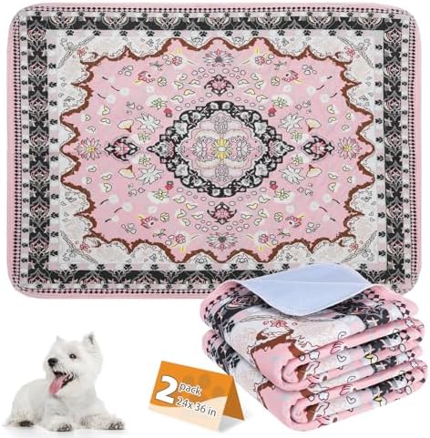 KOOLTAIL Washable Pee Pads for Dogs, 4 Pack Super Absorbent Reusable Puppy Training Pads Waterproof, Nonslip and Leak-Proof Dog Pee Pads, Large Pet Mats Whelping Pads for Floor, Crate, Couch, 24"x36"