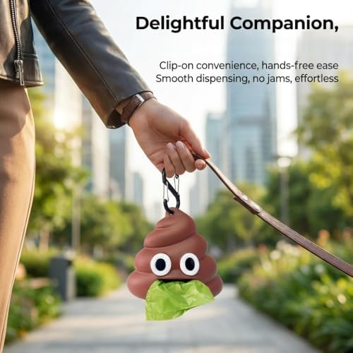 Dog Poop Bag Dispenser for Dog Leash, Poop Shape Sturdy Holder (Pack of 3)
