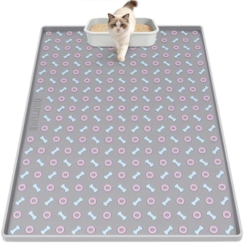 Silicone Cat Litter Mat 40" x 28" Cat Mat for Litter Box, Light Grey