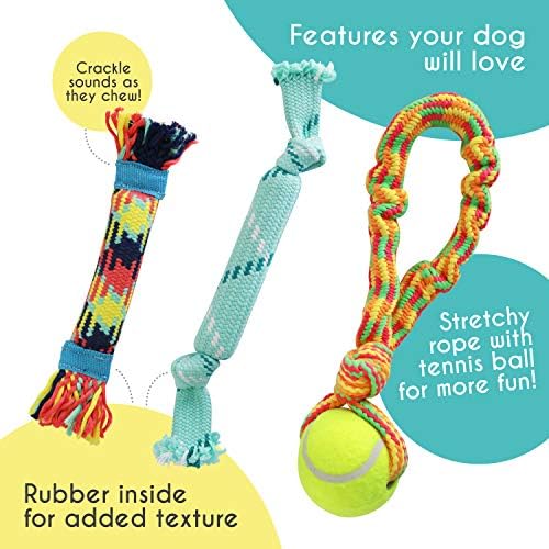 rocket & rex Puppy Rope & Tug of War Toys for Teething (3pk)