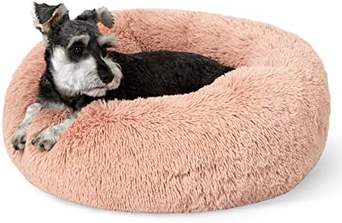 Bedsure Calming Small Dog Bed Donut Washable Cat＆Puppy Bed,23 inches Pink