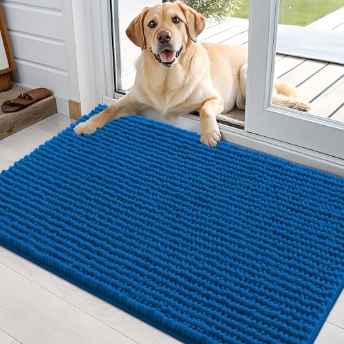 OLANLY Dog Door Mat for Muddy Paws 36x24, Extra Absorbent Chenille Mud Mat