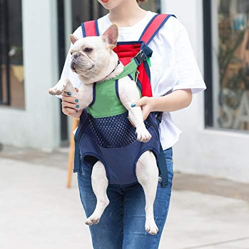 Lifeunion Legs Out Dog Carrier Backpack Hands-Free Adjustable Pet Travel Carrier for Small Medium Dogs Cats Motorcycle Hiking Walking (Green+Blue)
