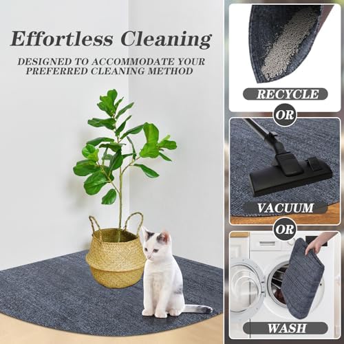 Tinideya 2 Pcs Corner Cat Litter Mat Waterproof Litter Box Mat, Gray