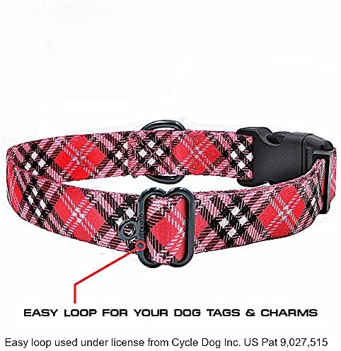 Max and Neo Plaid Pattern NEO Dog Collar - We Donate a Collar to a Dog Rescue for Every Collar Sold (Red, Large)