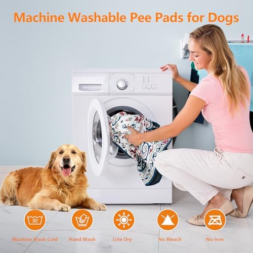 Mozin Washable Pee Pads for Dogs, 2 Pack Super Absorbent Reusable Puppy Pads Waterproof, Leak-Proof & Non-Slip Whelping Pad for Potty Training, Playpens, Crates, Floors, Beds, and Couches 31"x36"