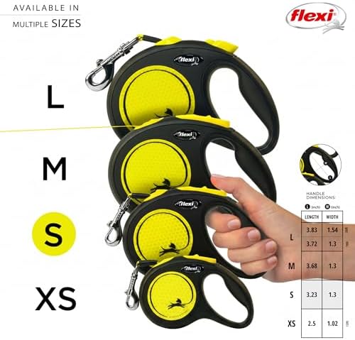 FLEXI® Neon Tape Retractable Dog Leash, Small, 16 ft - Neon Yellow/Black