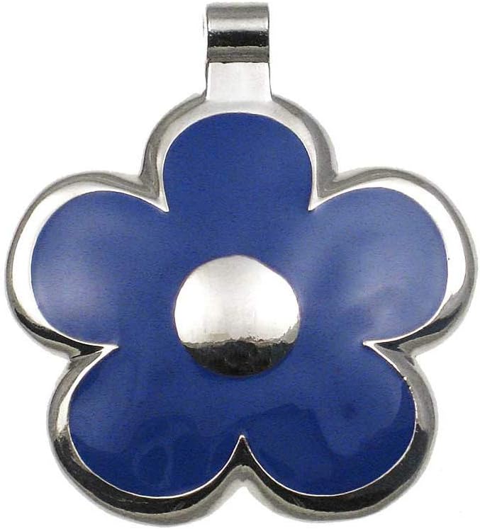 LuckyPet Flower Jewelry Pet ID Tag for Dogs and Cats, Easy to Read Personalized Engraving on Back Side, Large, Blue