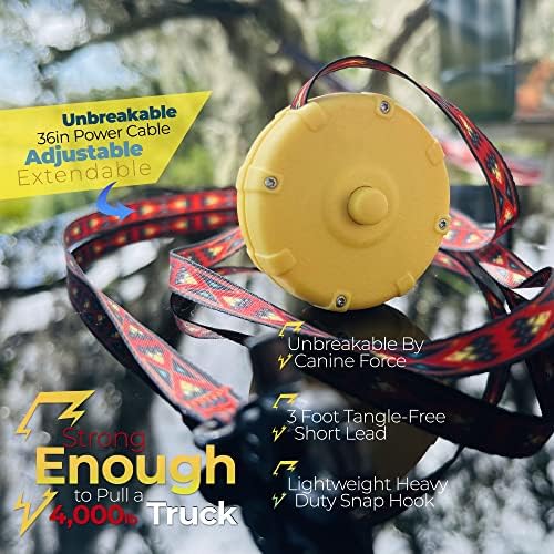 Yellow 40" Wearable Mini Adjustable Dog Leash for Hiking, Training & Adventure - Powerful Lightweight, Retractable Keychain Clip. Durable & Comfort Grip for Off Leash Walking