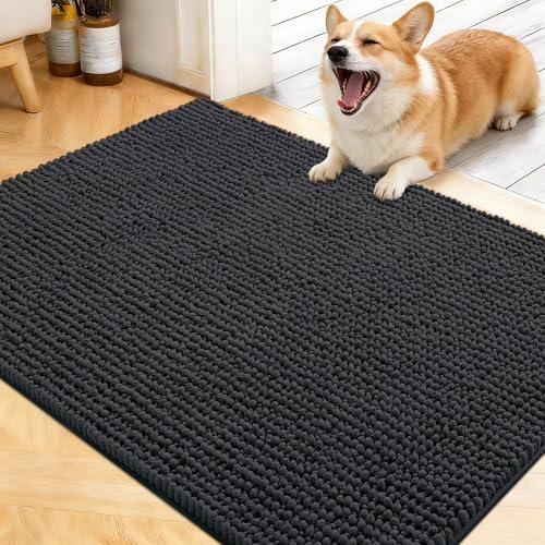 OLANLY Dog Door Mat for Muddy Paws 40x32, Extra Absorbent Chenille Mud Mat