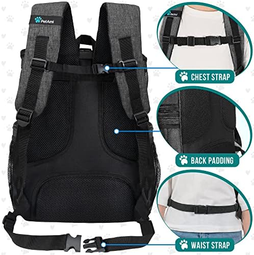 PetAmi Dog Backpack Carrier, Airline Approved 4-Way Entry Cat Bag, Charcoal