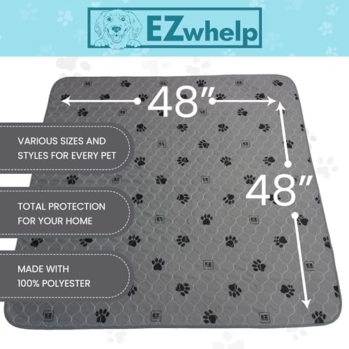 EZwhelp Reusable Quick-Dry Pee Pads, Waterproof Non-Slip 48x48 in, 2 Pack