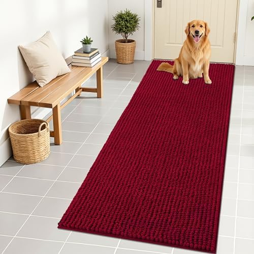 OLANLY Dog Door Mat for Muddy Paws 70x24, Extra Absorbent Chenille Mud Mat