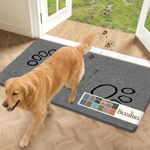 Bcoimo Quick Dry Chenille Doormat – Super Absorbent Non-Slip Entryway Rug