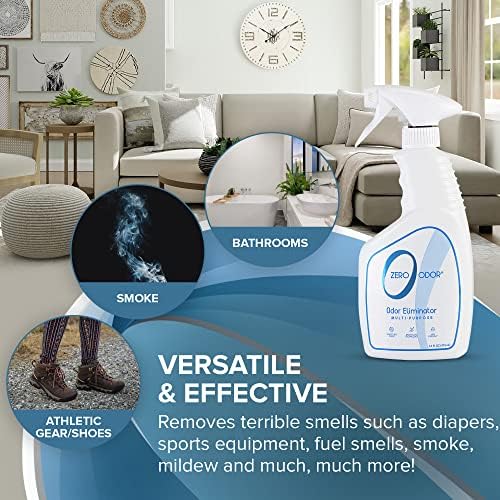 Zero Odor – Multi-Purpose Odor Eliminator - Air & Surface Odor – Patented Technology for Bathroom, Kitchen, Fabric, Closet- Smell Great Again, 16oz (Pack of 2)