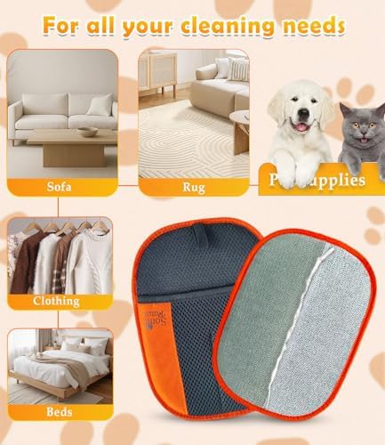 Pet Hair Removal Glove for Furniture & Clothes, Reusable Electrostatic Pet Hair Remover for Couch, Carpet, Bedding & Car Seats, Dog & Cat Grooming Glove, Soft Pet Hair Removal Tool, 1 Pack