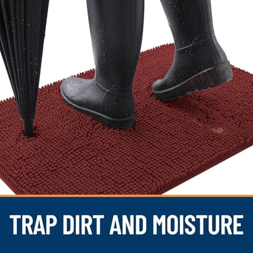 OLANLY Dog Door Mat for Muddy Paws 47x24, Super Absorbent Chenille Mud Mat