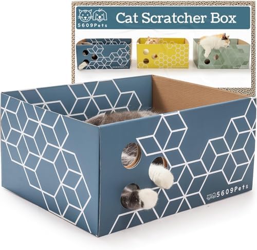 No-Mess Cardboard Cat Scratcher Box - Refillable Double-Sided Scratch Pad