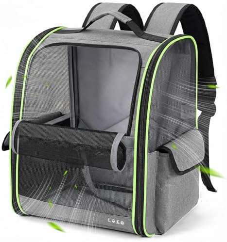 Lekereise Cat Backpack Carriers, Dog Carrier Backpacks with Breathable Mesh for Small Medium Cats Dogs Puppy Up to 18 Lbs, Pet Foldable Carrying Backpack Ventilated for Travel Hiking Collapsible
