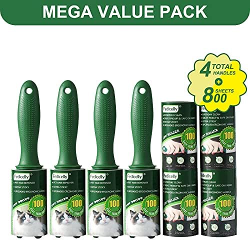 Fedicelly Lint Rollers Pet Hair Extra Sticky Clothes,Cat Dog Hair Remover Laundry Furniture Carpet,Total 800 Sheets Lint Remover Brush for Couch
