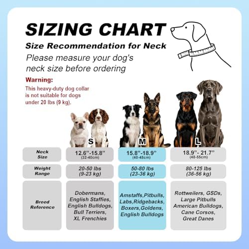 TSPRO Heavy Duty Thick Dog Collar with Metal Buckle for Medium Dogs