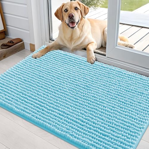 OLANLY Dog Door Mat for Muddy Paws 36x24, Extra Absorbent Chenille Mud Mat