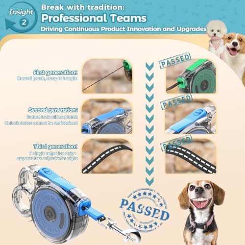 10 ft Retractable Dog Leash for Tiny & Small Dogs, Puppies, Cats