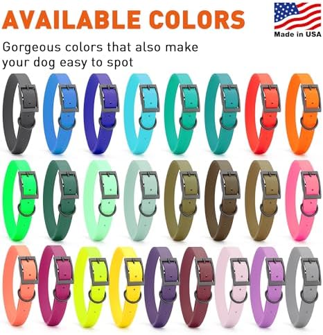 Dogline Biothane Waterproof Dog Collar Strong Coated Nylon Webbing with Black Hardware Odor- Proof for Easy Care Easy to Clean High Performance Fits Small Medium or Large Dogs, Blueberry Royal