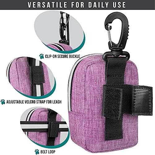PetAmi Dog Poop Bag Holder for Leash, Waste Bag Dispenser Pet Pouch, Purple