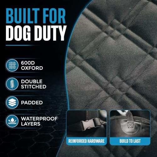 Bulldogology Dog Car Seat Cover for Back Seat 58"x56" Waterproof Pet Seat Cover SUV - Seat Cover for Dogs - Back Seat Protector - Dog Hammock for Car, Seat Cover for Truck (Large)