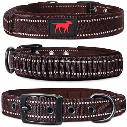 Tuff Pupper Heavy Duty Dog Collar with Handle | Ballistic Nylon Heavy Duty Collar | Padded Reflective Dog Collar with Adjustable Stainless Steel Hardware | Convenient Sizing for All Breeds
