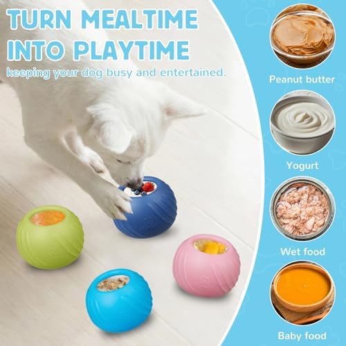 Long-Lasting Dog Lick Toy, Wobbly Dog Enrichment Lick Bowl to Keep Dogs Busy, Interactive Stuffable Dog Treat Feeder for Boredom, Silicone Treat Dispensing Chew Toy(Light Blue,L)