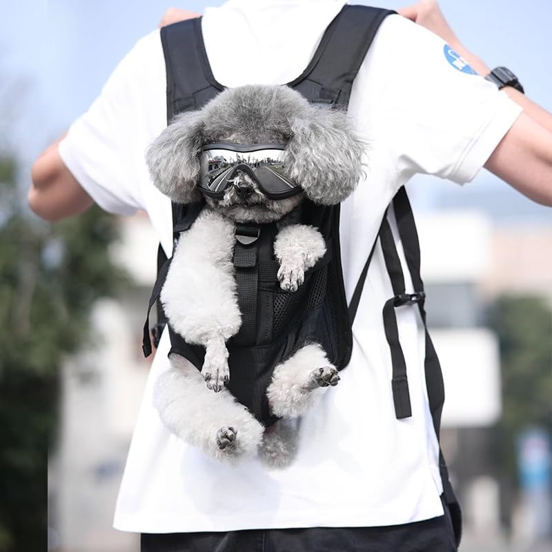 Wakytu Pet Front Dog Carrier Backpacks, Adjustable Dog Backpack Carrier, Comfortable Shoulder Straps, Soft Sponge Cushion, Designed to Fit Pets, S Size, 2-7LB