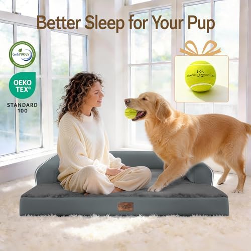 Comfort Expression Washable Dog Bed with Bolster for Medium to Large Dogs