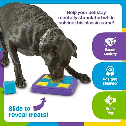 Brightkins Tic Tac Toe Treat Puzzle - Enrichment Toys for Dogs, Interactive Puppy Toys, Cat Feeder Toy, Puzzle Feeder for Dogs and Puppies, Dog Toy Brain Stimulation, Pet Games for Boredom