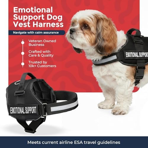 Industrial Puppy Emotional Support Vest Harness, Small 19.5-25 in, Black